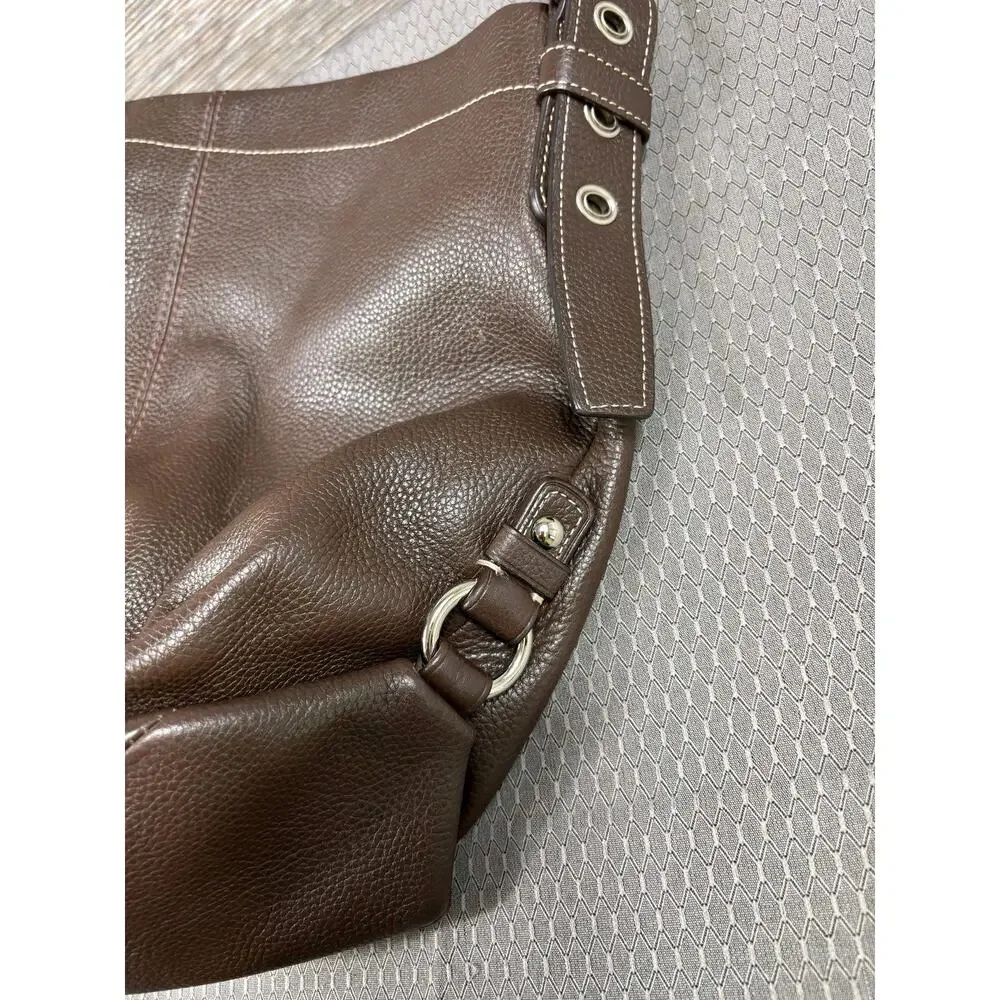 Coach Shoulder Bag Womens Large Brown Leather Zip Hobo Adjustable Purse